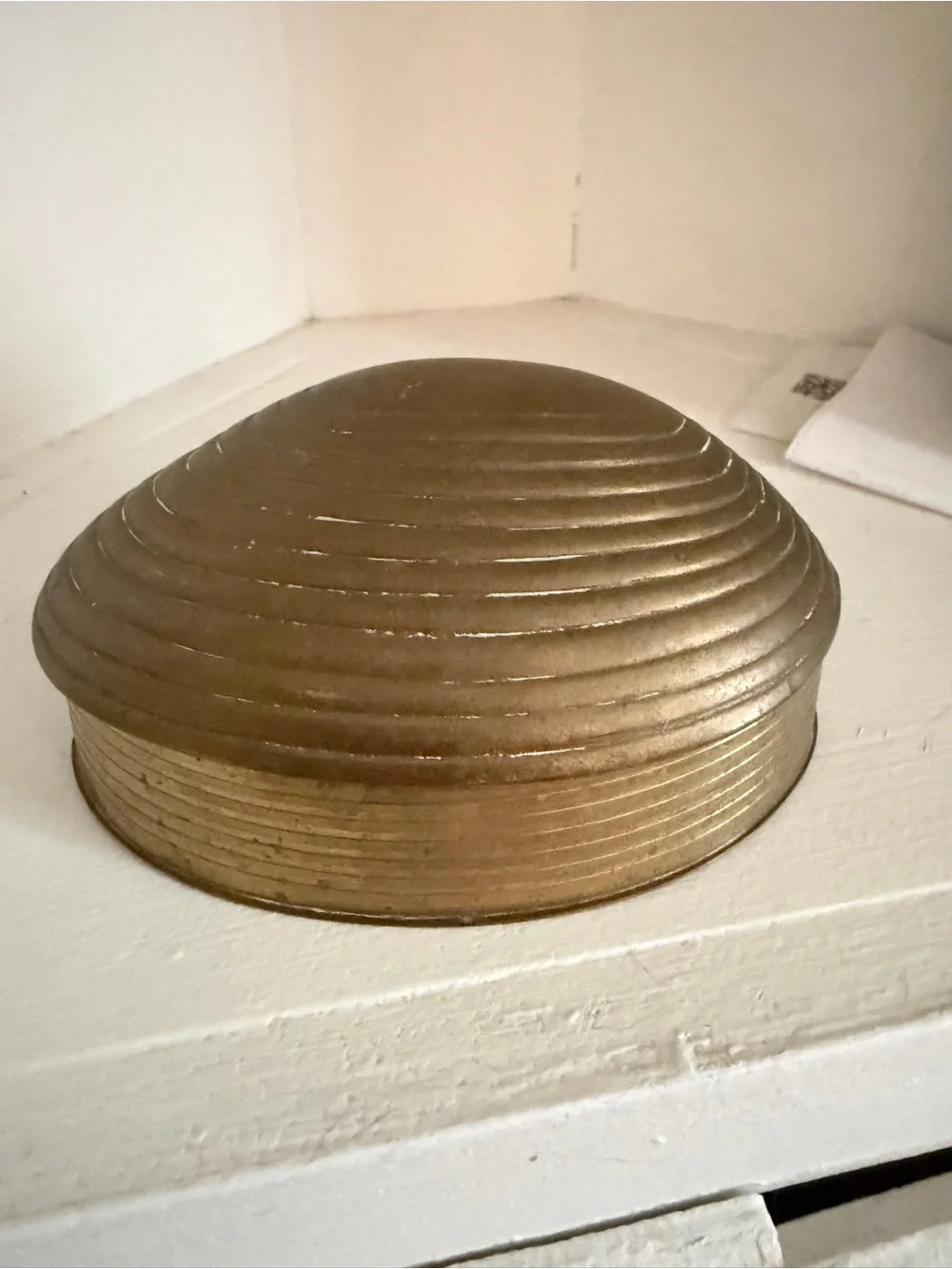 Vintage Brass-Decorative Clam Lidded Trinket Box - Gold Finish